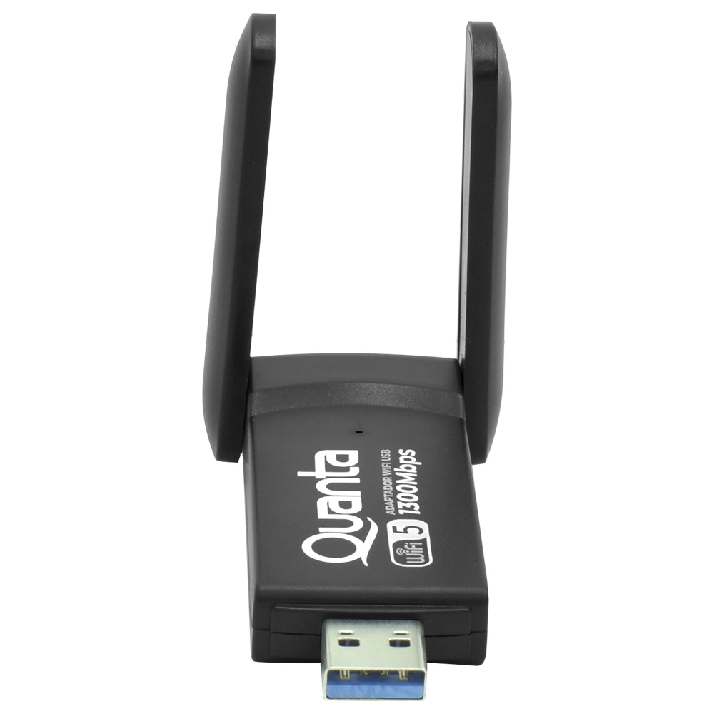 689f04dfcb79d219342785ec242bf3b8 ADAPTADOR WI-FI QTAAD1300 - 1300MB/s - DOBLE ANTENA - USB - NEGRO - Imagen 1