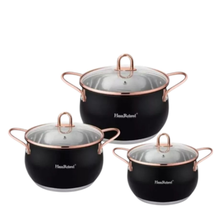 SET DE OLLAS HAUS ROLAND HR109-2 DE ACERO DE 2 MM DE 6 PIEZAS