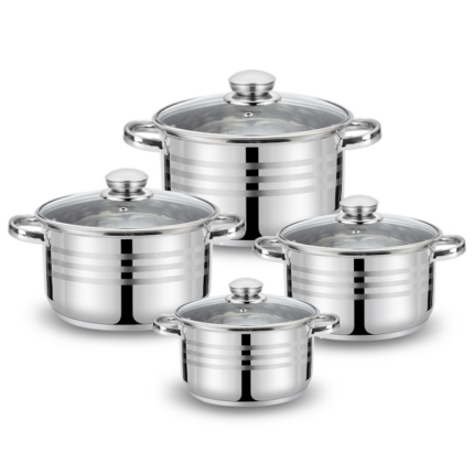 SET DE OLLAS HAUS ROLAND HR115-1 DE ACERO INOXIDABLE 8 PIEZAS