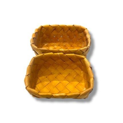 SET ORGANIZADORA ARTESANAL DE MADERA TEJIDA 2 PIEZAS