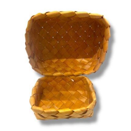 SET ORGANIZADORA ARTESANAL DE MADERA TEJIDA CUADRADO 2 PIEZAS