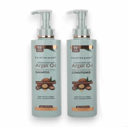 SET CAPILAR KERATINE QUEEN ARGAN OIL SHAMPOO + ACONDICIONADOR 800ML