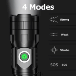 LINTERNA LED MINI SMILING SHARK SD-5028 SUPERBRILLANTE 8400 LÚMENES BLACK - Imagen 5