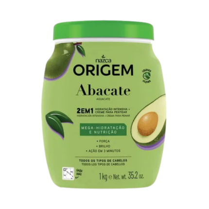 CREMA HIDRATANTE CAPILAR NAZCA COSMÉTICOS ORIGEM 2 EN 1 ABACATE 1KG