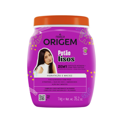 CREMA HIDRATANTE CAPILAR NAZCA COSMÉTICOS ORIGEM 2 EN 1 POTÃO LISOS 1KG