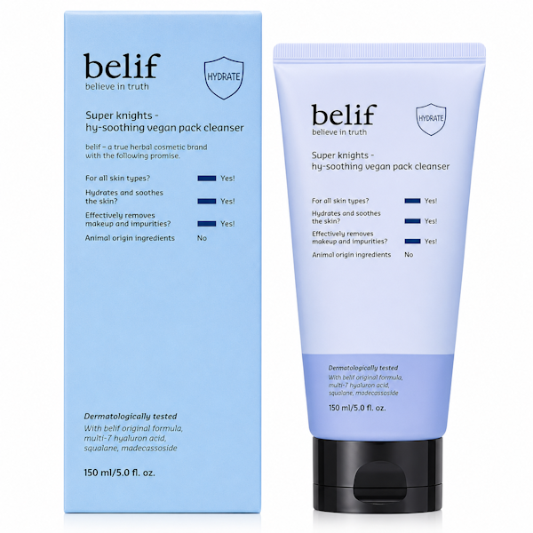 SOOTHING HYDRANT............ LIMPIADOR FACIAL BELIF SUPER KNIGHTS HY SOOTHING HYDRATION CLEANSING MASK 150ML - Imagen 1