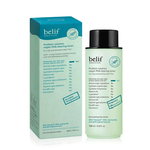 VEGAN TONE............ TÓNICO FACIAL BELIF PROBLEM SOLUTION VEGAN PHA CLEARING 150ML - Imagen 1