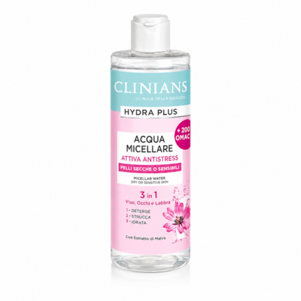 AGUA MICELAR FACIAL CLINIANS ANTI STRESS 3 EN 1 400ML