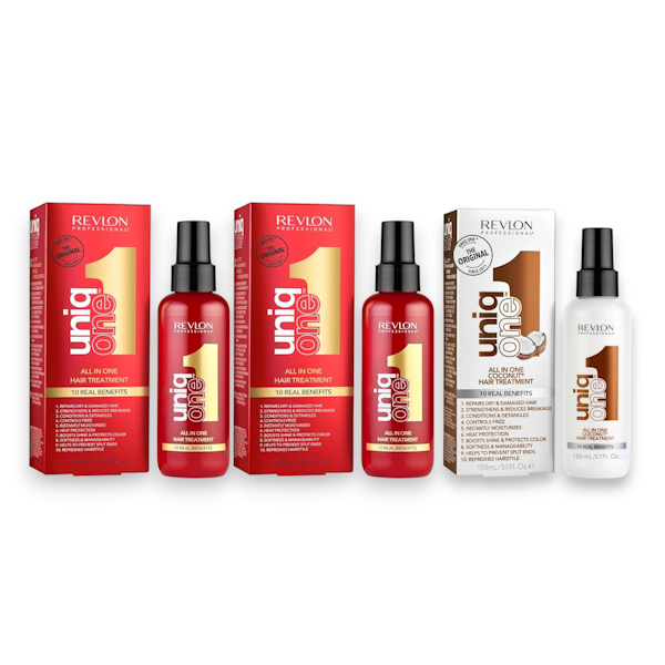 UNIQ ONE............ TRATAMIENTO CAPILAR REVLON UNIQ ONE ORIGINAL 2 + COCONUT 1 SET 3 X 150ML - Imagen 1