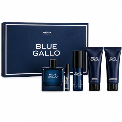 PERFUME MASCULINO AROMA GALLO BLUE SET 5 PIEZAS