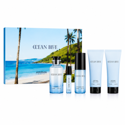 PERFUME MASCULINO AROMA OCEAN BLUE SET 5 PIEZAS