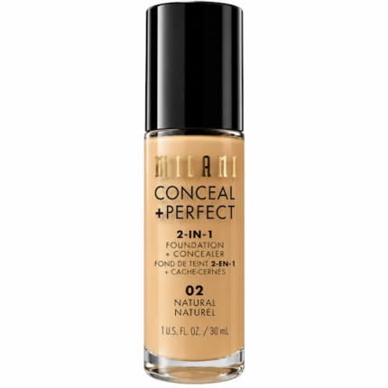 BASE FACIAL MILANI 2 EN 1 FOUNDATION +CONCEALER NATURAL 02