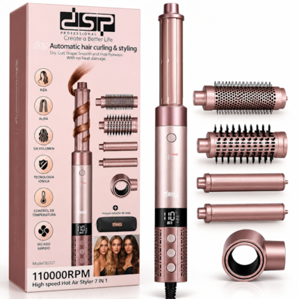 MOLDEADOR MULTIFUNCIÓN DSP 50327 PROFESSIONAL AIR WAND 7 EN 1 ROSE GOLD