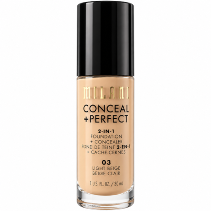 BASE FACIAL MILANI 2 EN 1 FOUNDATION +CONCEALER LIGHT BEIGE 03
