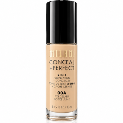 BASE FACIAL MILANI 2 EN 1 FOUNDATION +CONCEALER PORCELAIN 00A