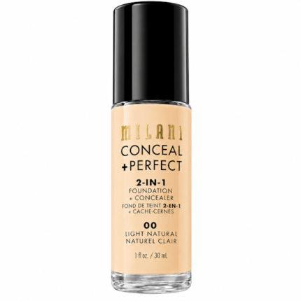 BASE FACIAL MILANI 2 EN 1 FOUNDATION +CONCEALER  LIGHT NATURAL 00