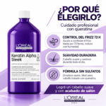 SHAMPOO CAPILAR L'ORÉAL SERIE EXPERT KERATIN ALPHA SLEEK 1500ML - Imagen 3