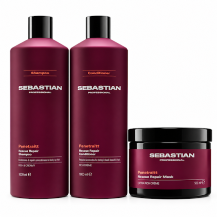 SET CAPILAR SEBASTIAN PROFESSIONAL PENETRAITT RESCUE REPAIR SHAMPOO + ACONDICIONADOR 1LT + MÁSCARA 500ML