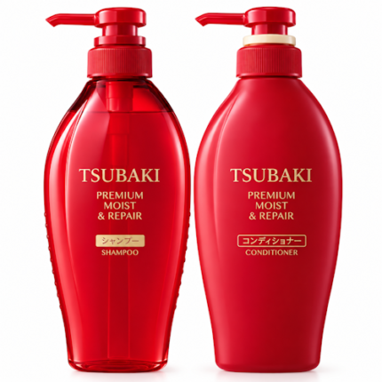 SET CAPILAR SHISEIDO TSUBAKI PREMIUM MOIST & REPAIR SHAMPOO + CONDITIONER 450ML