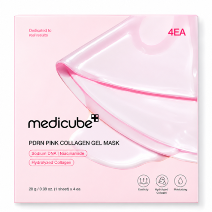 MÁSCARA FACIAL MEDICUBE PDRN PINK COLLAGEN GEL 28G 4 UNIDADES